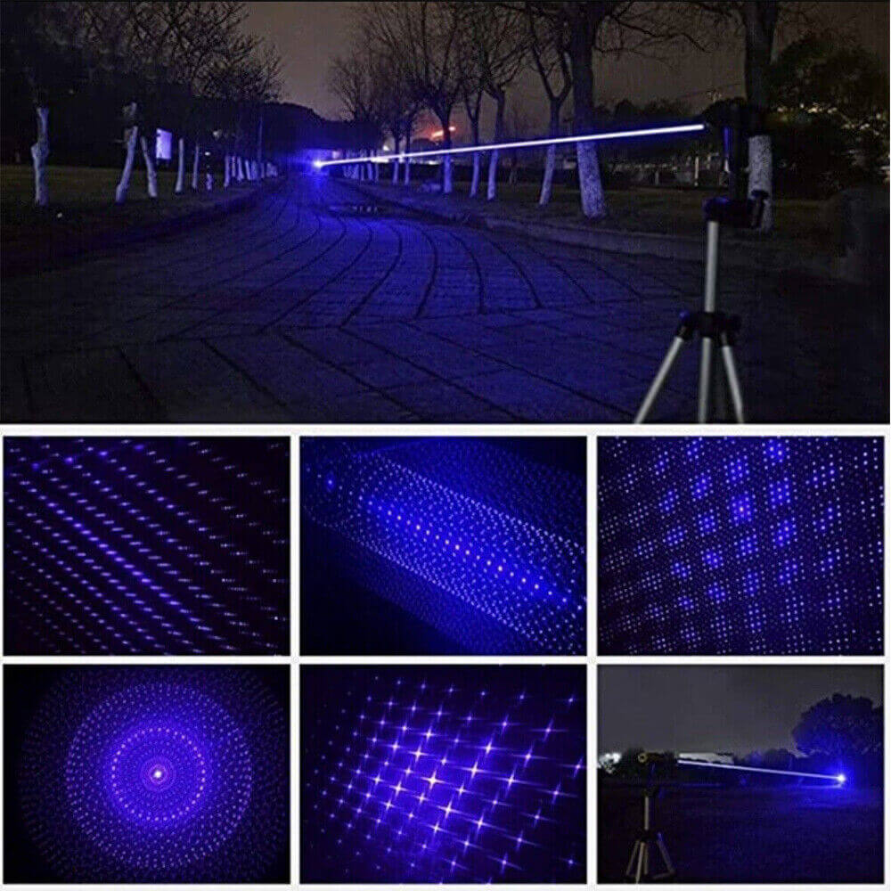 Blue Gatling Burning Laser Pointer Adjustable Visible Beam Dot Light